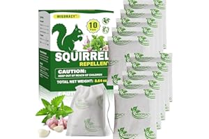 MIGDRACY Squirrel Repellent, Chipmunk Repellant Pouches, 10Pack Peppermint Oil to Repel Squirrel and Chipmunk, Keep Squirrels Away from Gardens, Flower Beds and Farm, Outdoor Use