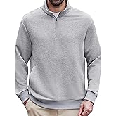 PINSPARK Mens Quarter Zip Pullover Long Sleeve Mock Neck Sweatshirts with Pockets Thermal Midweight Polo Shirt Relaxed Fit