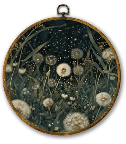 Chinoiserie Fall Floral Round Wall Art - Blue Autumn Canvas Print, 10x10 Inch Framed Decor