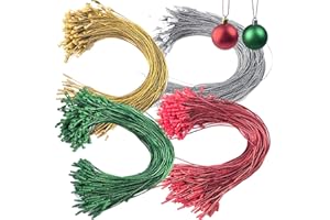 YOOHUA 604PCS 8inch Christmas Ornament Hooks, Ornament Hangers with Snap Ornament String for Christmas Tree Holiday Party Hanging Decorations Ropes Easy and Fast Locking (Gold Silver Red Green)