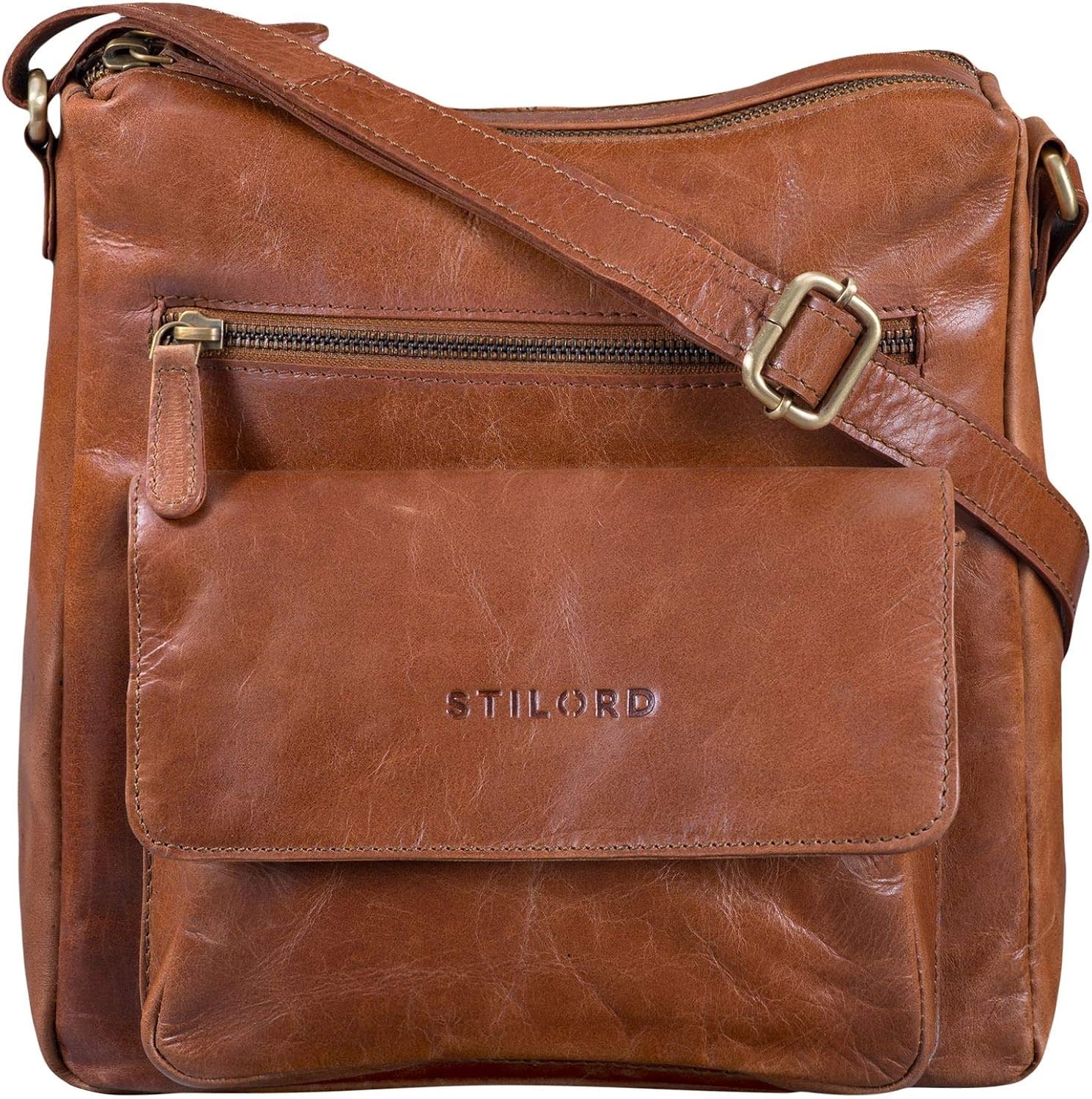 STILORD "Mira" Vintage Shoulder Bag 12.2 pouces Women/Handbag Leather/Evening Tote Genuine Leather Colour:Shiny Cognac Brown - Image 3