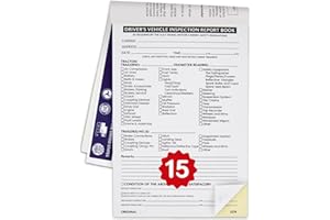 MANSATOR 15 Pack DVIR Inspection Book - 40 Sets Book Format - Detailed Driver Vehicle Inspection Report Book - 5.5" x 8.5" - 2-Ply Carbonless Daily Pre-Trip Inspection Book Meets FMCSR Standards