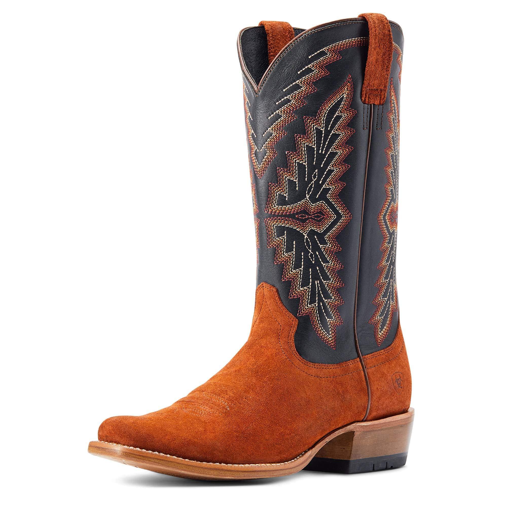 ARIAT BMVY9 Mens Futurity Showman Western Boot Dark Copper Roughout/Classic Black 9.5