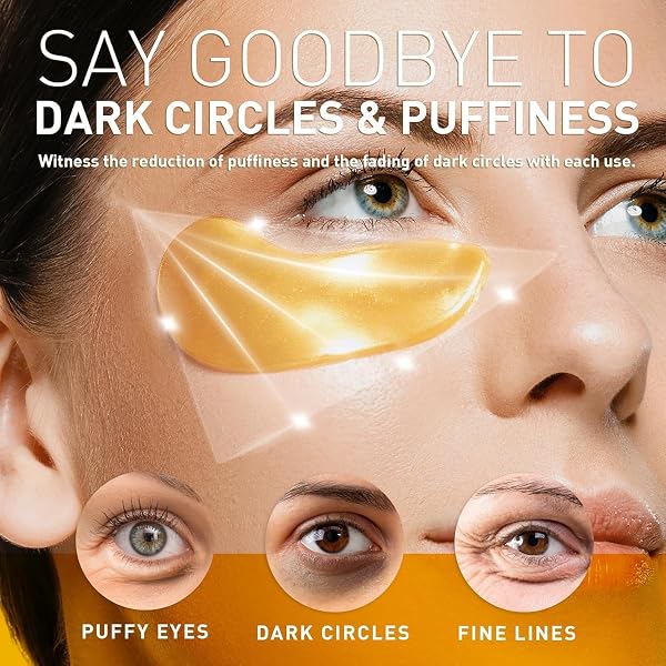 UNDER EYE PATCHES FOR DARK CIRCLES – 24K GOLD COLLAGEN COOLING GEL EYE MASK WITH RETINOL & HYALURONIC ACID, JET LAG SUPPORT, REDUCES PUFFY EYES & FINE LINES DELAYS AGING TREATMENT WOMEN/MEN(30 PAIRS)