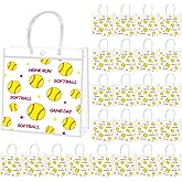 Kidum 26 Pcs Softball Goodie Bags Clear Softball Treat Bags Sport Theme Party Favor Bags for Team Snack Birthday