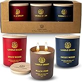 Candle Origin - 3×10 oz Scented Candles Premium Gift Set for Men - Aromatherapy Candles for Him - Natural Soy Wax - Clean Burning - Masculine Decor for Home, Office, Man Cave