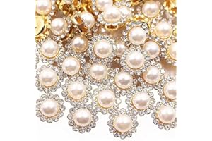 UYTRDVG 120 Pcs 12mm Sunflower Sew on Pearls Rhinestones Crystal Glass Gems, Metal Claw Rhinestones Jewels for Crafts, Glitter Gemstones for Clothes Shoes Cap Earring Belt Sewing Accessories(19 White Pearl)