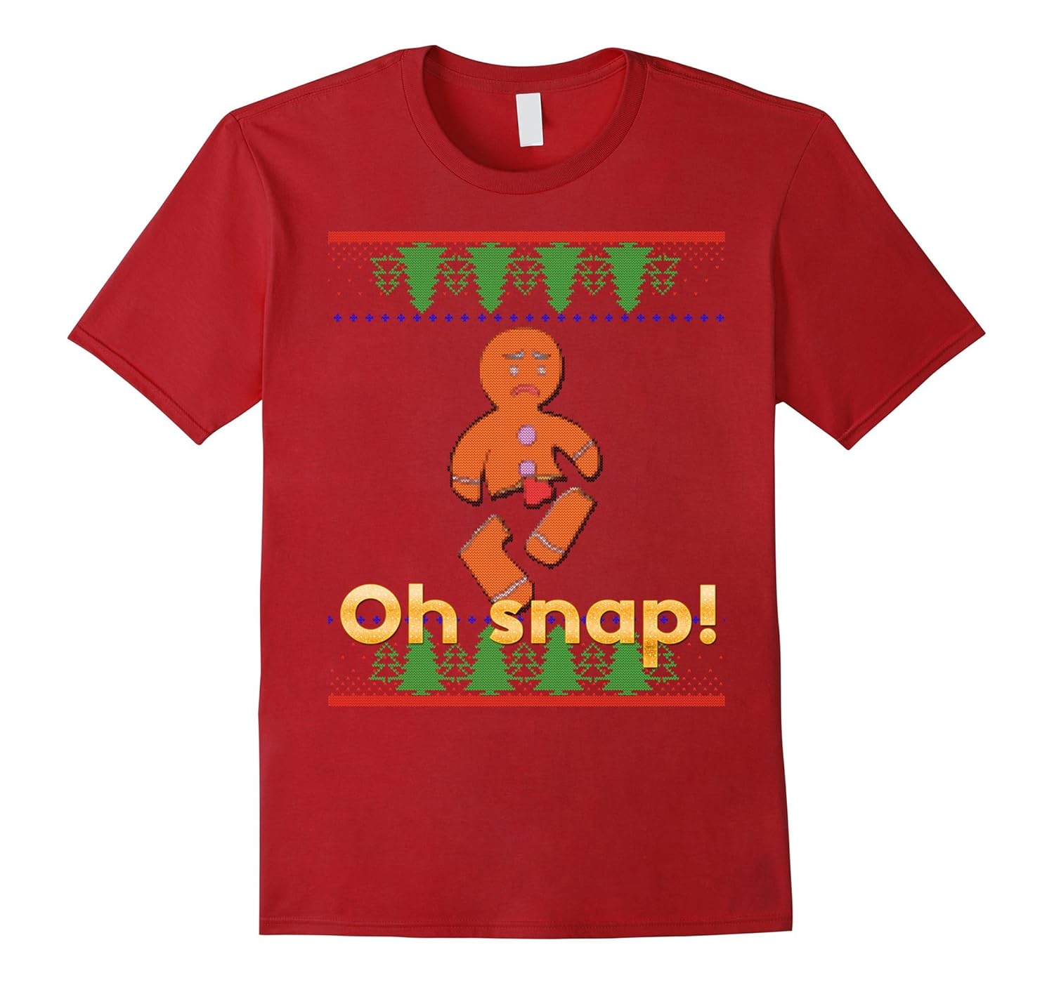 Funny Oh Snap Christmas Gingerbread Ugly Sweater T-Shirt-Rose