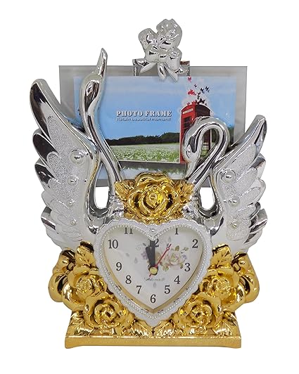 Majik Photo Frame with Clock for Centre Table, Study Table, Best Gift for Friends, Multicolor, 45 Gram, Pack of 1