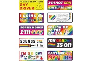 BOXOB 10pcs Funny Gay Bumper Stickers, Waterproof Funny Car Magnets Gay Pride Stickers LGBT Magnetic Bumper Decals Reflective