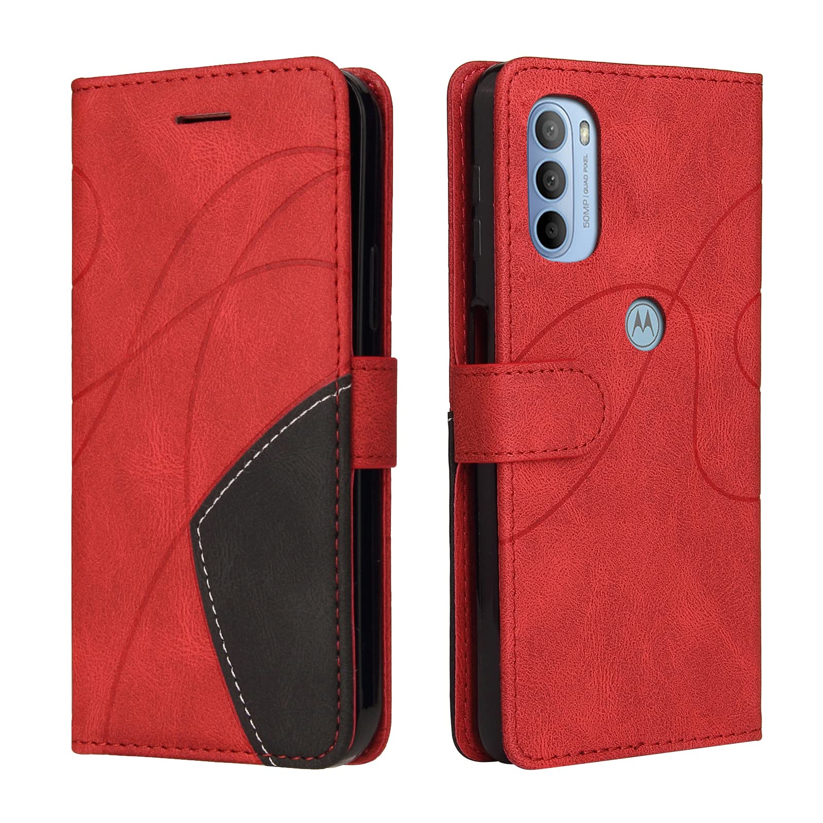 CXTcase for Motorola Moto G31 Case,Wallet PU Leather Flip Folio Case Cover with Card Holder Slots Magnetic Closure,Protective Phone Case for Motorola Moto G31,Red — image 1