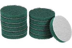HARFINGTON 12pcs Scrubber Scouring Pads 180 Grits 4 Inch Drill Power Brush Hoop and Loop Surface Conditioning Disc Drill Scuf