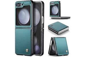 Rerzoiro for Samsung Galaxy Z Flip 5 Case, Premium PU Leather Case Anti Scratch Slim Phone Shockproof Protective Phone Cover for Samsung Galaxy Z Flip5, Blue-Green
