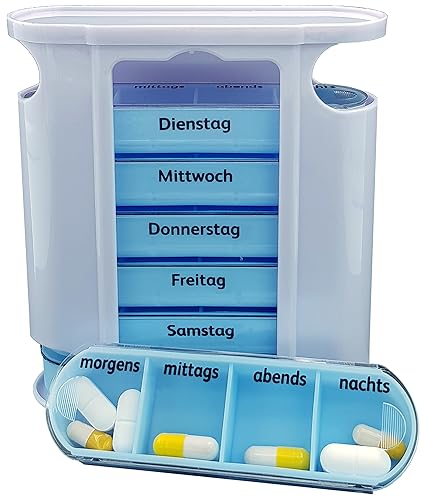 M&H 24 Pillendose Pillenbox Tablettendose Tablettenbox Medikamentendosierer Wochendosierer für 7 Tage