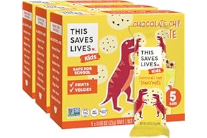 THIS BAR SAVES LIVES This Saves Lives Kids' Nut-Free Snack Bars, Helping to End Child Hunger, Individually Wrapped Kids Healthy Snack Bars - Gluten-Free, Non-GMO - Chocolate Chip "Dino" Mite, 0.88oz Bars (Pack of 15)