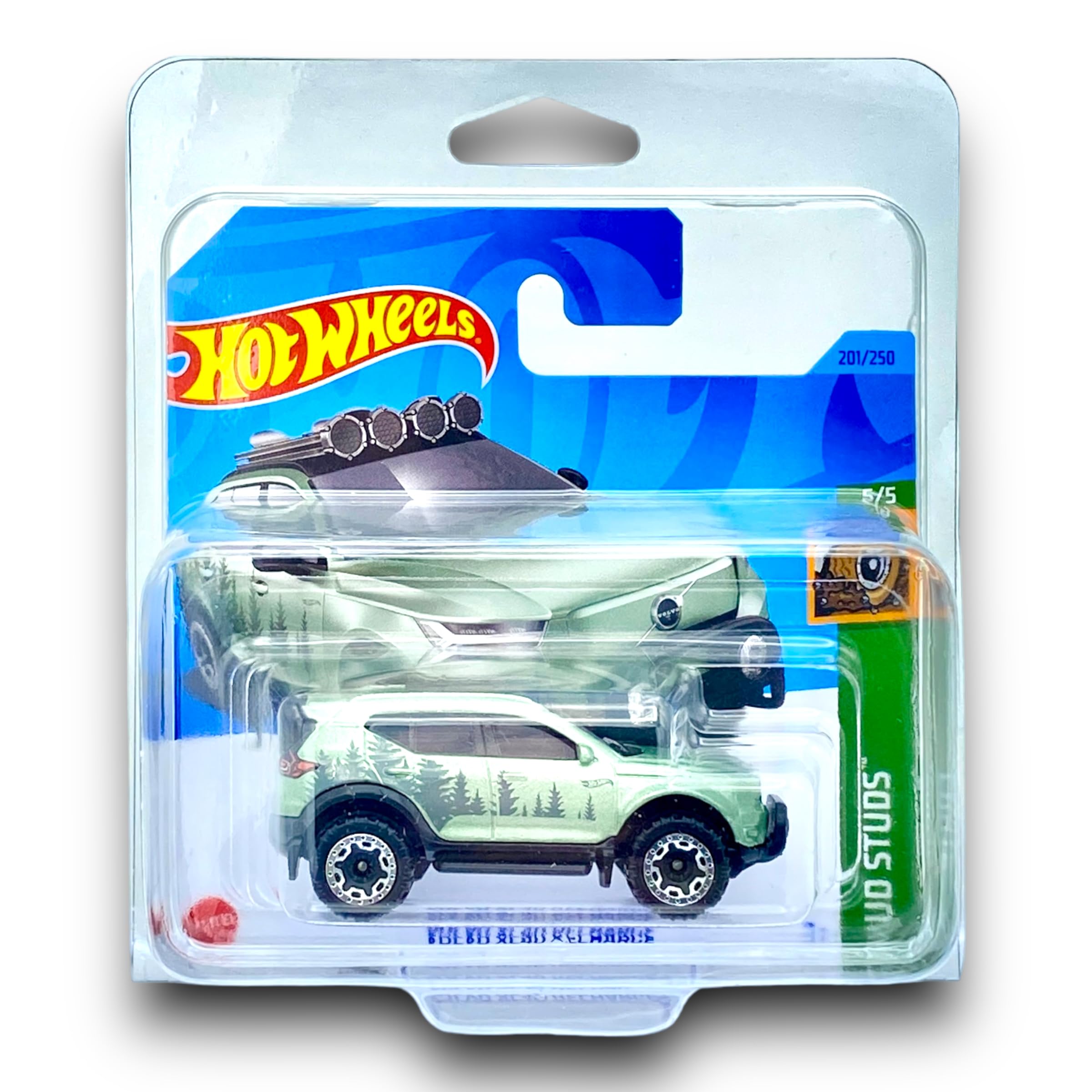Hot Wheels Volvo XC40 Recharge (Light Green) - 5/5 Mud Studs - 2023-201/250 (Short Card) - COMES IN A KLAS CAR KEEPER PROTECTOR COLLECTORS CASE - HKG55