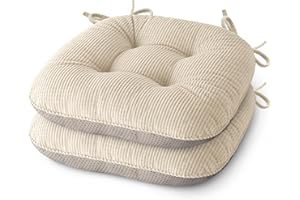 MineCozy Indoor Dining Chair Cushions Set of 2 Kitchen Chair Cushions with Ties Tufted Seat Pads with Anti-Slip Backing 17"X1