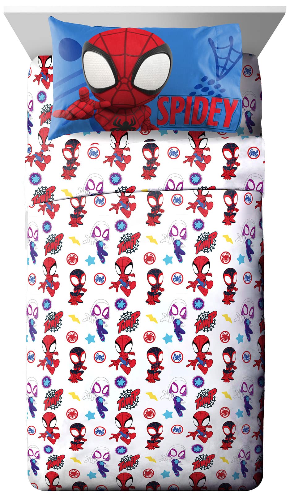 Jay Franco Set Lenzuola Marvel Spidey – 3 Pezzi Singolo, Con Spiderman, Miles Morales E Gwen