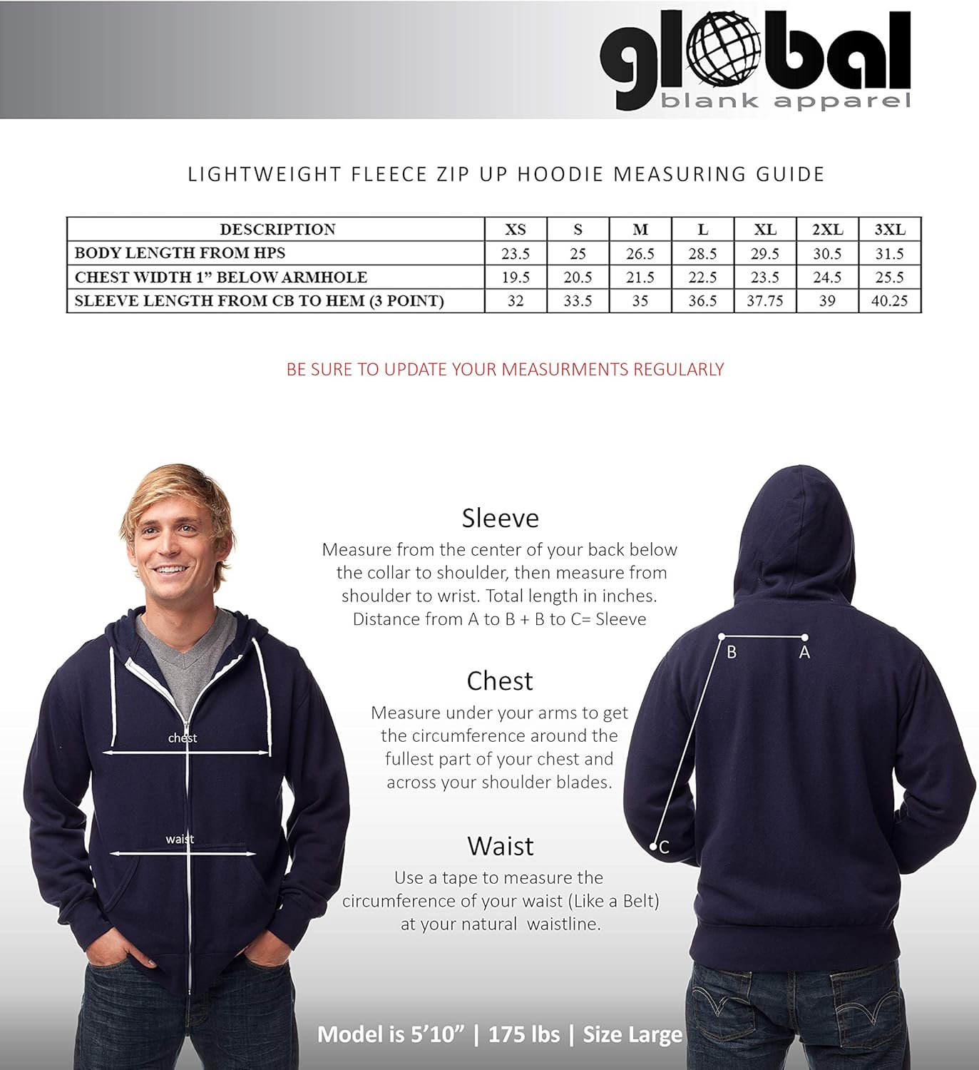 Global Blank Slim Fit Lightweight Zip Up Hoodie Men and Women Hooded Sweatshirt at  Men’s Clothing store