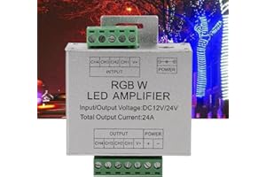 RGBW Amplifier, DC12-24V 24A 4 Channel Output Circuit Aluminum Shell LED Strip Controller Data Repeater, ED Strip Amplifier C