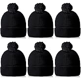 Hercicy 6 Pieces Men Women's Knit Pom Beanie Knit Hat Unisex Winter Hat with Ball at Winter Cap with Cuff and Pom