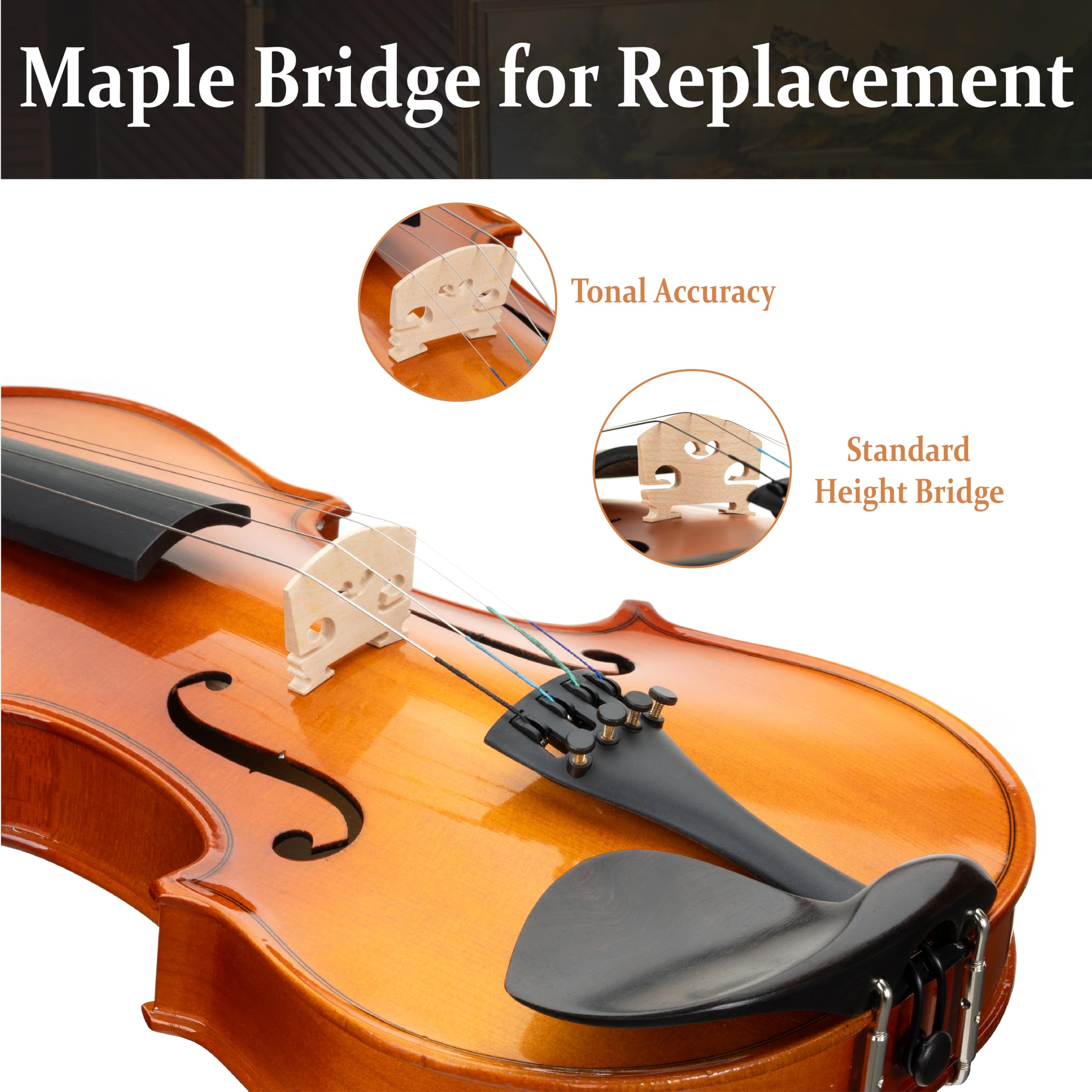 Mendini by Cecilio Violin 4/4 Full Size Set For Beginners - Hand Carved Acoustic Violins Set - Fiddle Solidwood Kit with Hard Case, Two Bows, Tuner, Rosin, Shoulder Rest, Extra Strings, Lesson Book