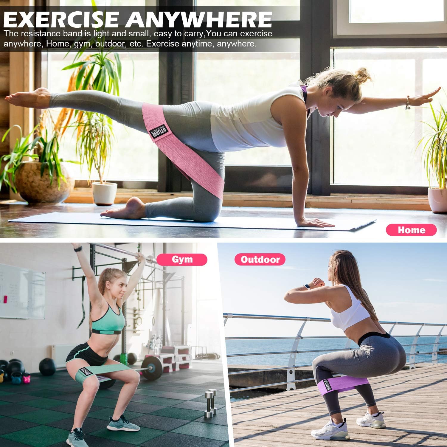 Walito Resistance Bands for Legs and Butt, Exercise Bands Set Booty Bands Hip Bands Wide Workout Bands Sports Fitness Bands Resistance Loops Band Anti Slip Elastic (Set 3) : Sports & Outdoors