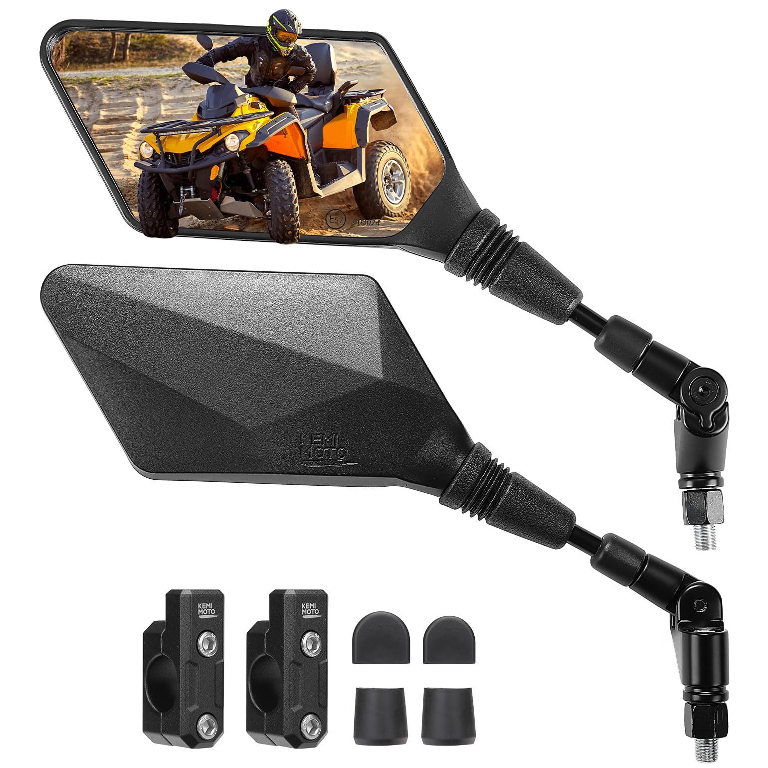 Photo 1 of KEMIMOTO ATV Mirrors, 8MM 10MM Foldable Motorcycle Mirrors with 7/8" Handlebar Mounts, Clear Vision fit ATV Motorcycle Scooter Bike, Compatible with Polaris Sportsman, Outlander, Raptor