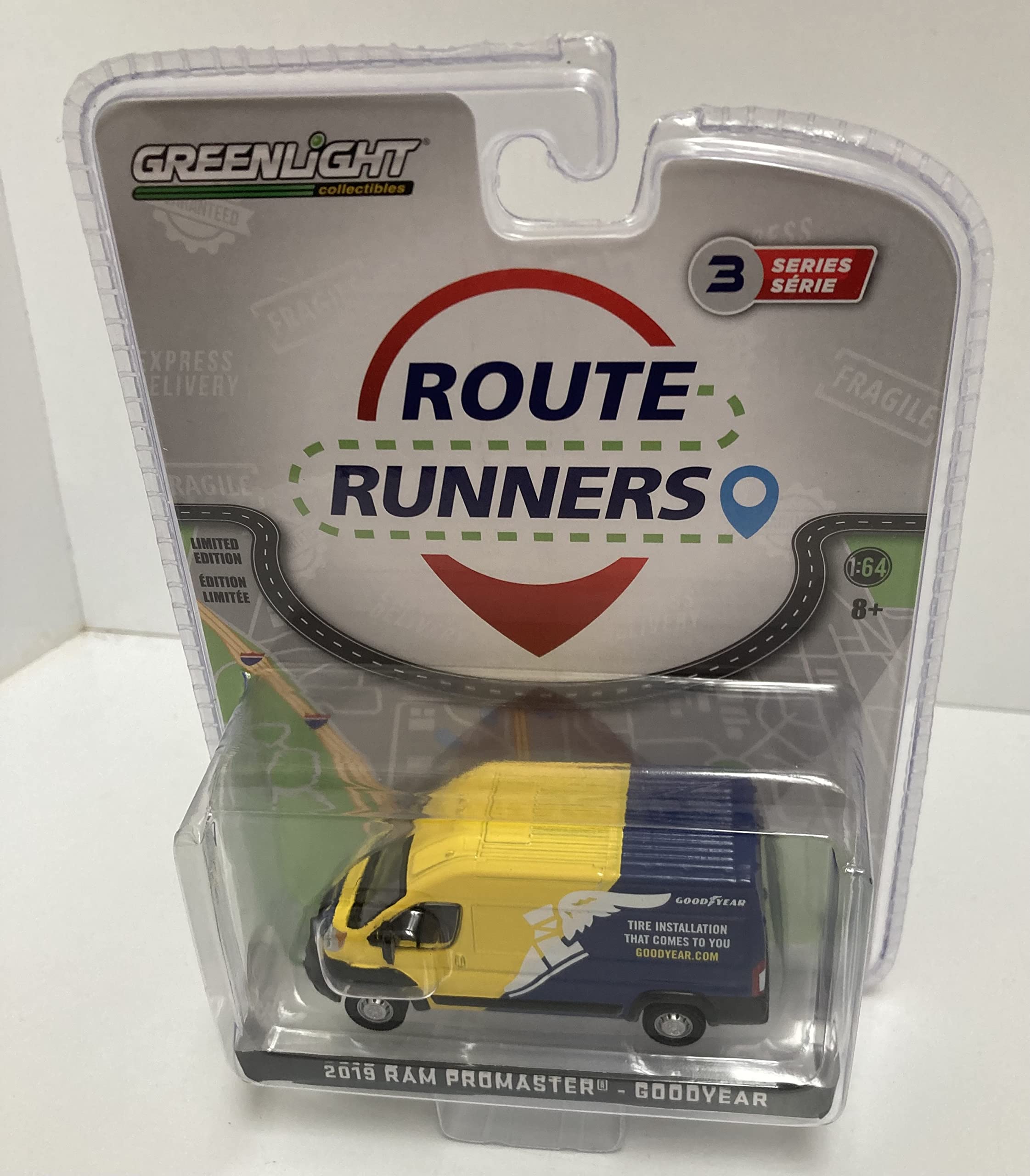 GREENLIGHT 1/64 ROUTE RUNNERS 2019 RAM PROMASTER-GOODYEAR SERIES 3