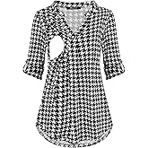 Quinee Nursing Tops for Breastfeeding Maternity 3/4 Rolled Sleeve Breastfeeding Shirts for Women