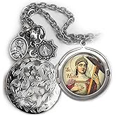 St. Helen of the Cross Locket Necklace, Patron Saint Confirmation Gift, Italian Charms, Catholic Jewelry