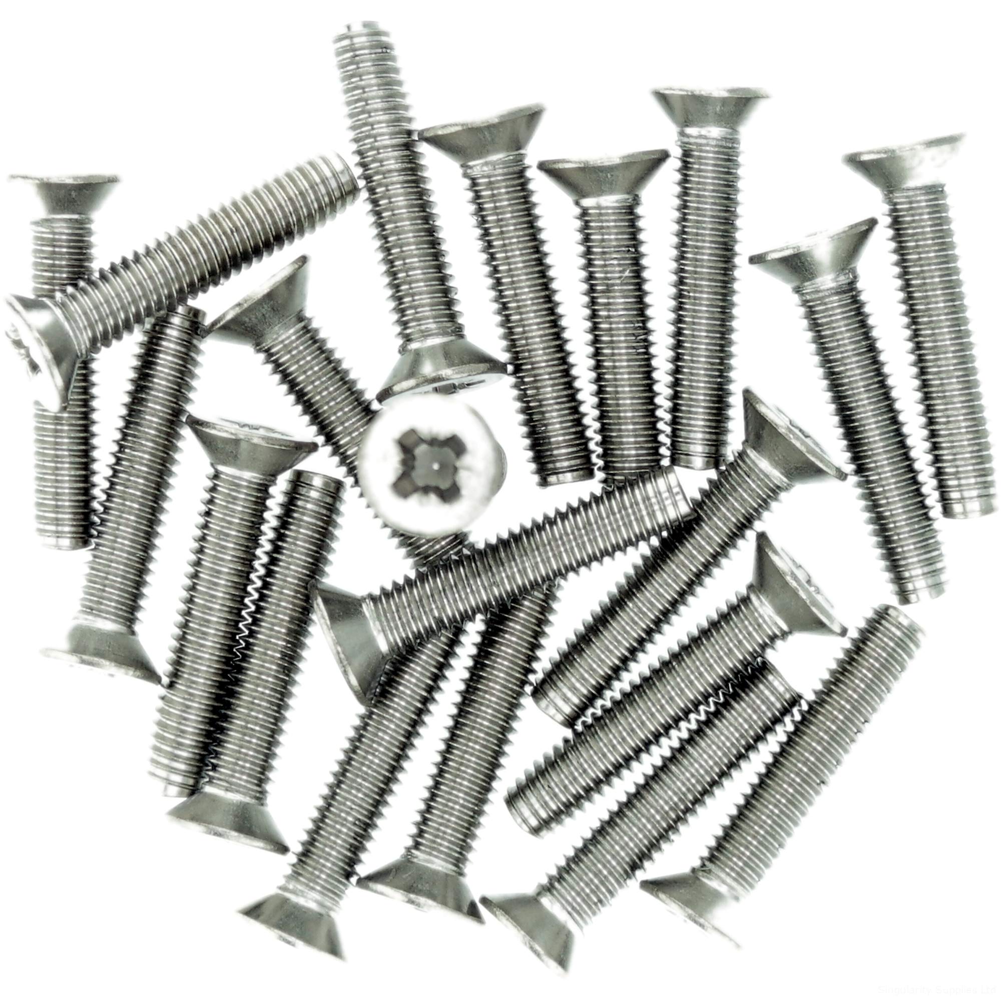 M3 (3mm x 5mm) Pozi Countersunk Thread Rolling Screw - Stainless Steel (A2) (Pack of 20)