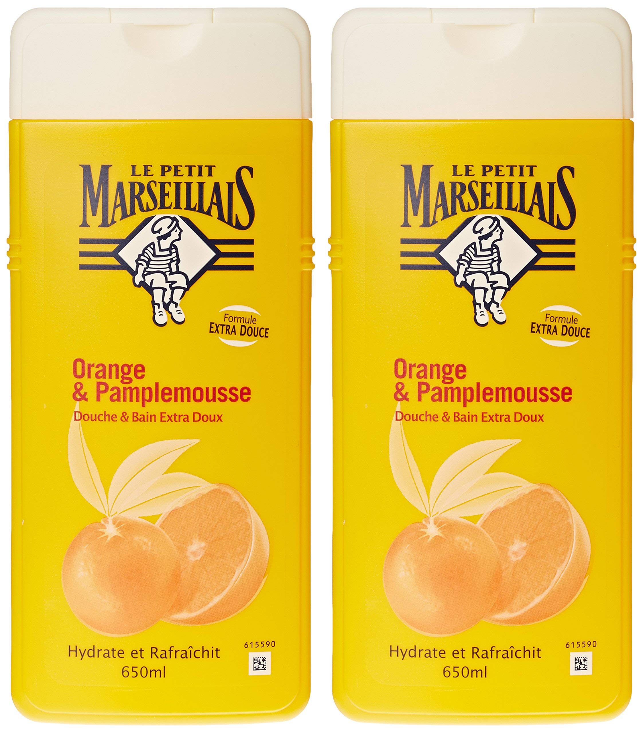 Le Petit Marseillais - Extra-Mild Bath and Shower Gel - Orange and Grapefruit - 2x 650 ml Bottles