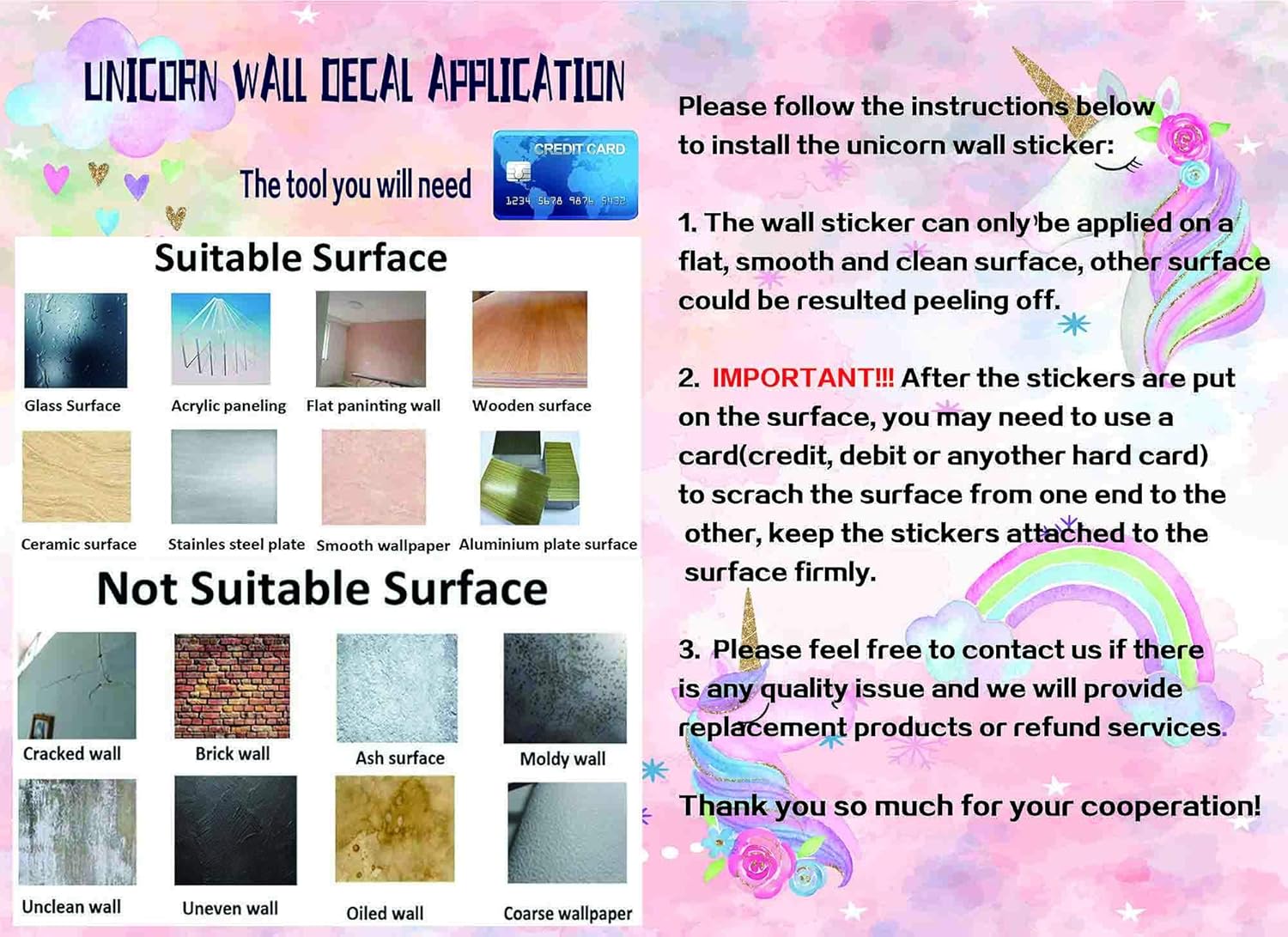 Unicorn Wall Decals,Unicorn Wall Sticker Decor with Heart Flower Birthday Christmas Gifts for Boys Girls Kids Bedroom Decor Nursery Room Home Decor-Unicorn: Baby