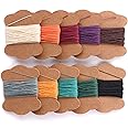 Wooqu Waxed Linen Thread Set, 10 Colors, 10 Yards Each, 3 ply, 0.55mm Thickness, Round, for Book Binding, Leather Sewing