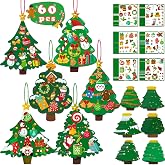 60pcs Christmas Crafts for Kids - DIY Xmas Tree Ornaments with Sticker Kits | Set for Holiday Decorations, Party Favors, and Classroom Activities