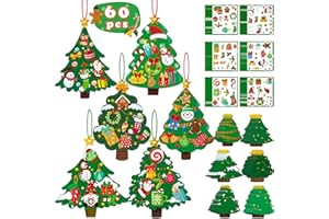 80UncleKimby 60pcs Christmas Crafts for Kids - DIY Xmas Tree Ornaments with Sticker Kits - Set for Holiday Decorations, Party Favors, and Classroom Activities