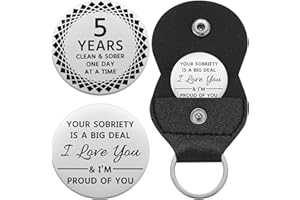 Ukodnus 1 to 11 Months Sobriety Coin, 1 to 30 Years Sober Coin, Clean & Sober One Day at a Time, Recovery Token, AA Anniversary Medallion Chip Gifts, Alcoholics Anonymous