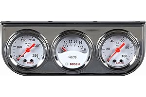 Bosch SP0F000039 Style Line 1-1/2" Mini Triple Gauge Kit (White Dial Face, Chrome Bezel)