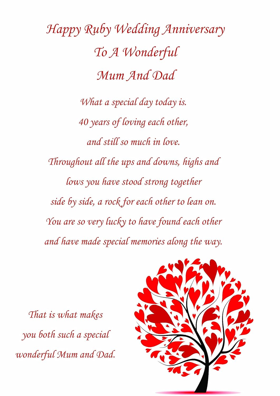 Mum & Dad Ruby Wedding Anniversary Card 1 Amazon.co.uk Office Products