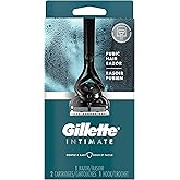 Gillette Intimate Pubic Hair Razor for Men, Designed For Pubic Hair for Manscaping, 1 Razor Handle + 2 Razor Blade Refills + 