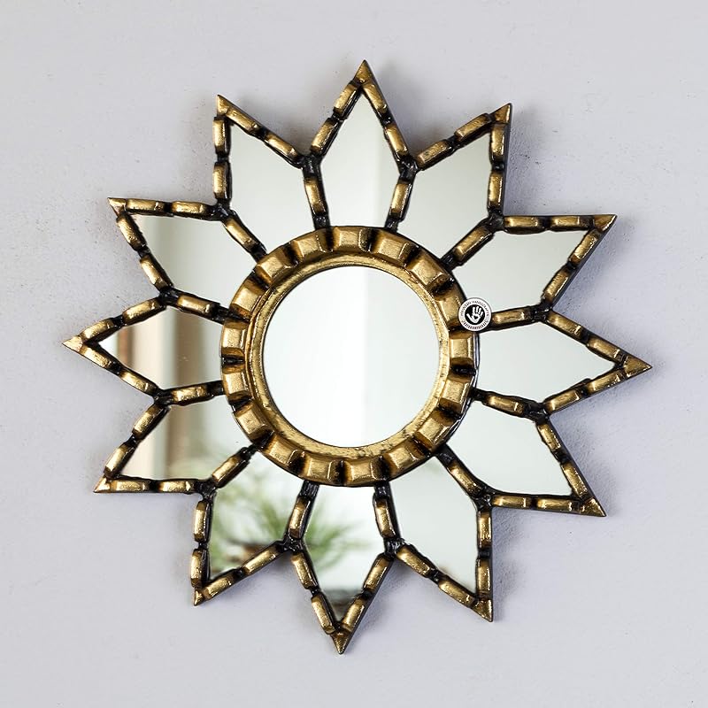 Peruvian Gold Round Wall Mirror 9.8", Small