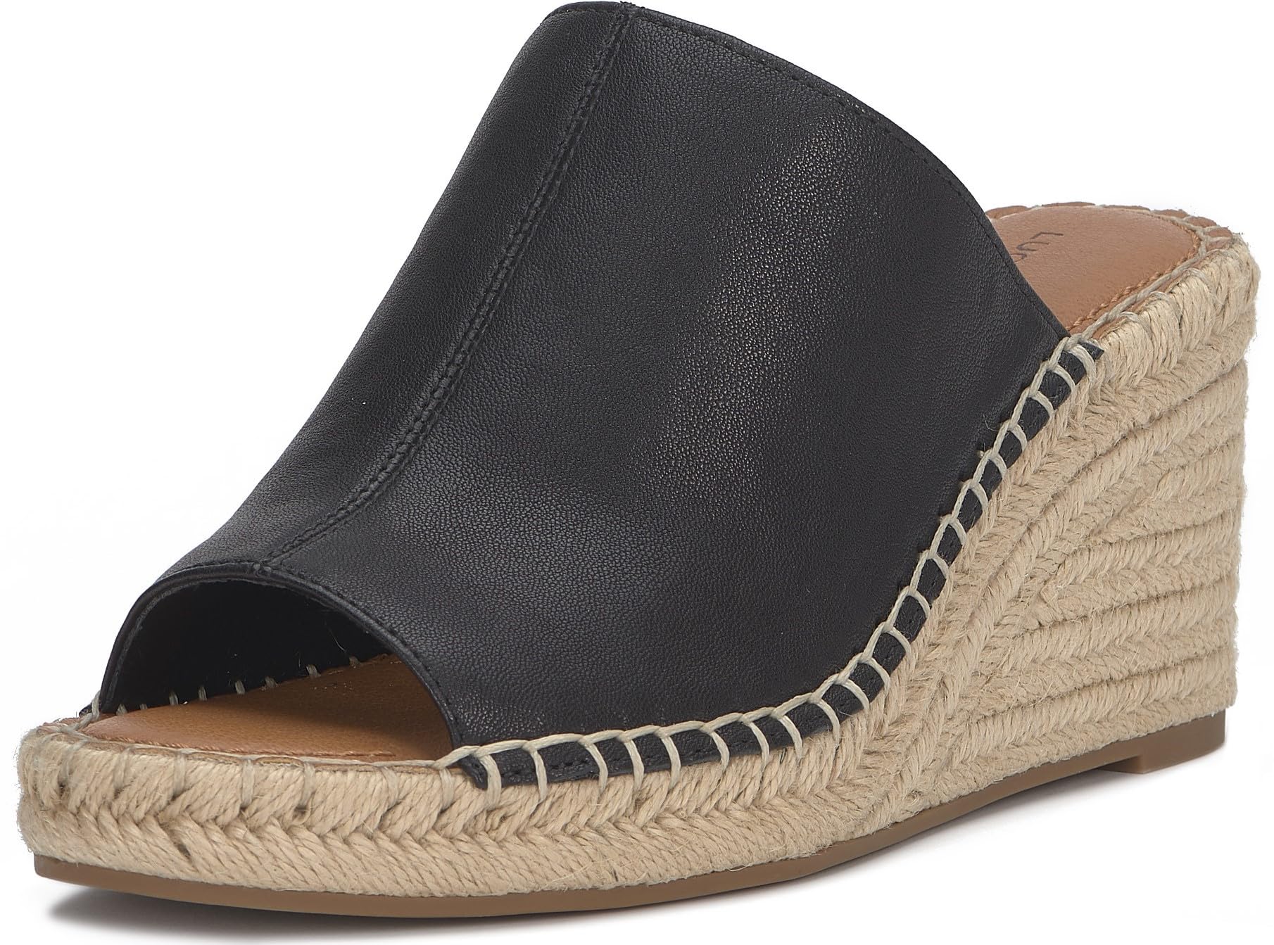 Lucky Brand Women’s Cabriah Wedge Sandal, Black Leather, 8