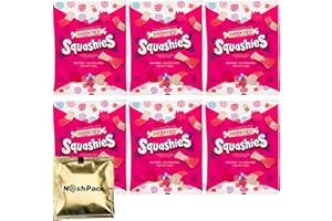 NOSH PACK Smarties Squashies Candies Marshmallow Candy, 6 Pack Raspberry and Cream Flavored Marshmallow Candies, Smarties Squashies Candy, with Nosh Pack Mints