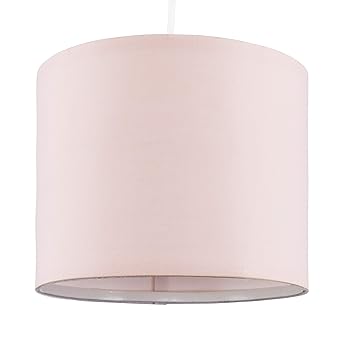 Small Modern Pink Polycotton Ceiling Pendant Table Lamp Drum Light