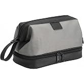 XLKJOS Wet Dry Separating Travel Toiletry Bag Waterproof Nylon | Nylon patchwork leather, wet dry separation, double layer, 10.2x5.9x6.3in, 0.5lbs, travel toiletry bag organizer