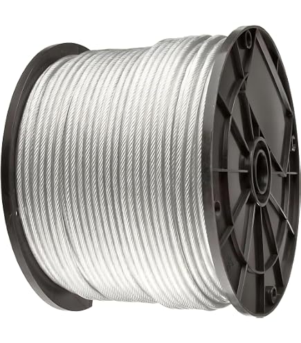 Cavo D'Acciaio Zincato Con Rivestimento In Vinile Xpose Safety – 7x19, 3/16" - 1/4", Bobina Da 250' – Per Pulegge, Argani, Ringhiere, Uso Marino