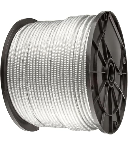 Cavo D'Acciaio Zincato Con Rivestimento In Vinile Xpose Safety – 7x19, 3/16" - 1/4", Bobina Da 250' – Per Pulegge, Argani, Ringhiere, Uso Marino