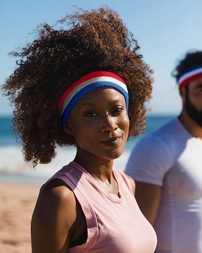 Tanluhu Sports Headbands & Wristbands Set - Terry Cloth Sweatbands For Men & Women