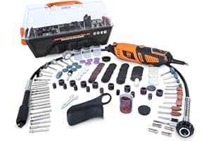 Wen 23190 1.3-Amp Variable Speed Steady-Grip Rotary Tool with 190-Piece Accessory Kit, Flex Shaft, and Carrying Case